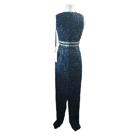 MAC DUGGAL Navy SEQUIN Beaded Gown Sz 2 93603 SLEEVELESS Prom Gala Pageant Dress - Picture 8 of 12